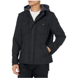 Levi's Wool Blend Hooded Military Jacket Men's 2XL Charcoal NWT NEW